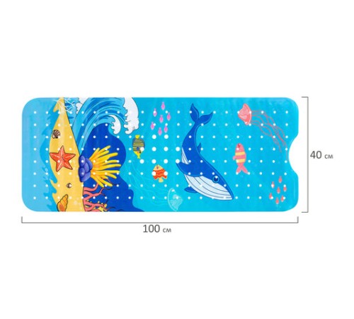 Коврик для ванны противоскользящий 100х40 см, с печатью 