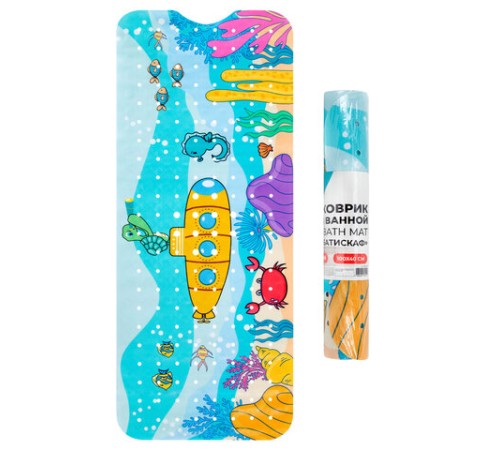 Коврик для ванны противоскользящий 100х40 см с рисунком 