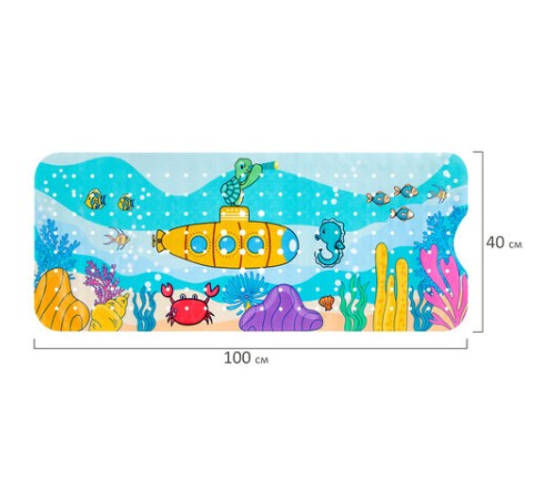 Коврик для ванны противоскользящий 100х40 см с рисунком 