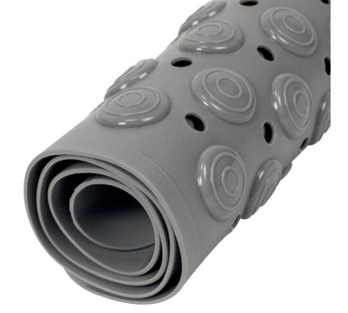 Коврик для ванны противоскользящий с теркой для ступней 68х36 см, серый, ПВХ, присоски, PRIMILA (ПРИМИЛА), 700389