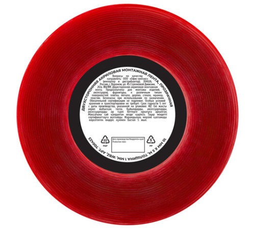 Монтажная прозрачная суперпрочная двухсторонняя лента 10 мм х 5 м, акриловая, толщина 1 мм, WBZ (ВБЗ), 700423