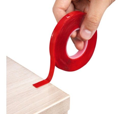 Монтажная прозрачная суперпрочная двухсторонняя лента 10 мм х 5 м, акриловая, толщина 1 мм, WBZ (ВБЗ), 700423