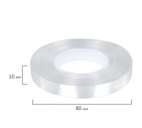 Многоразовая двухсторонняя прозрачная крепежная лента, скотч NANO tape, 5 м x 1 см, толщина 1 мм, WBZ (ВБЗ), 700424