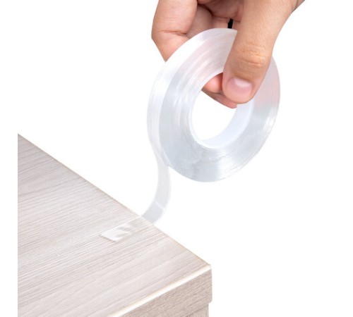 Многоразовая двухсторонняя прозрачная крепежная лента, скотч NANO tape, 5 м x 1 см, толщина 1 мм, WBZ (ВБЗ), 700424