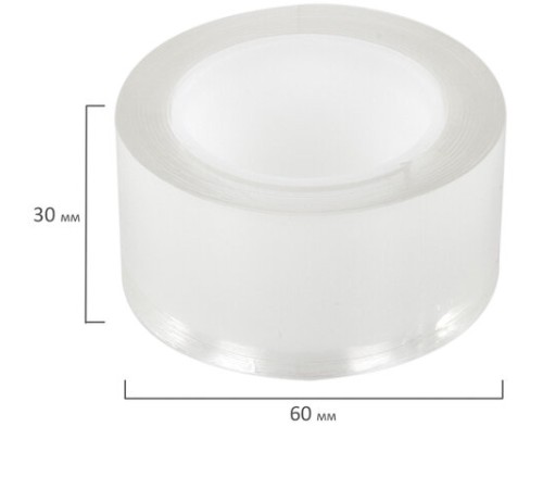 Многоразовая двухсторонняя прозрачная крепежная лента, скотч NANO tape, 2 м x 3 см, толщина 1 мм, WBZ (ВБЗ), 700425