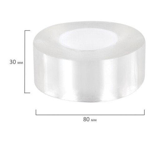 Многоразовая двухсторонняя прозрачная крепежная лента, скотч NANO tape, 5 м x 3 см, толщина 1 мм, WBZ (ВБЗ), 700426