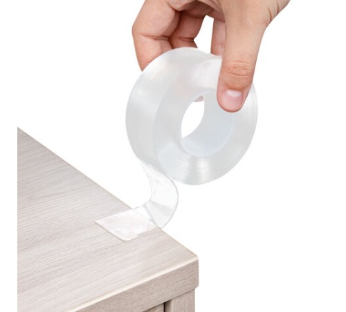 Многоразовая двухсторонняя прозрачная крепежная лента, скотч NANO tape, 5 м x 3 см, толщина 1 мм, WBZ (ВБЗ), 700426