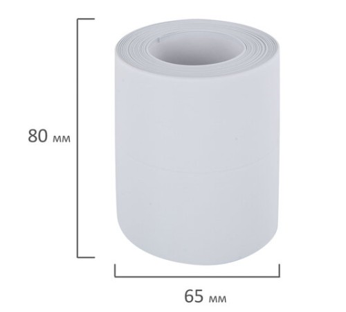 Клейкая лента бордюрная для ванны и кухни 80 мм х 3,2 м, белая, акриловая основа, WBZ (ВБЗ), 700428