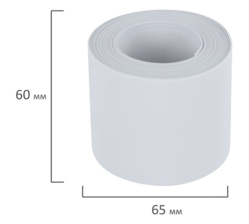 Клейкая лента бордюрная для ванны и кухни 60 мм х 3,2 м, белая, акриловая основа, WBZ (ВБЗ), 700429