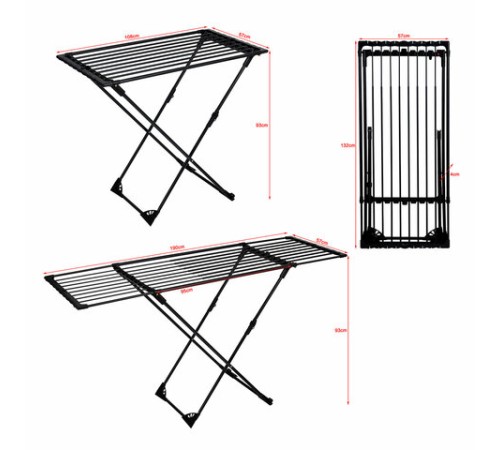 Сушилка напольная для белья раскладная, 3 зоны сушки, 20 метров, LAIMA HOME DUO SLIDING BLACK, 700469