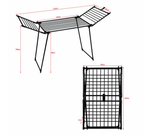 Сушилка напольная для белья раскладная, 3 зоны сушки, 19 метров, LAIMA HOME TRIO BLACK, 700470
