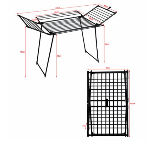 Сушилка напольная для белья раскладная, 5 зон сушки, 25 метров, LAIMA HOME MEGA BLACK, 700471