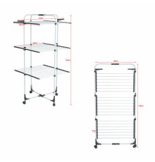 Сушилка напольная для белья раскладная, 3 уровня, 30 метров, на колесах, LAIMA HOME HIGH-RISE, 700472