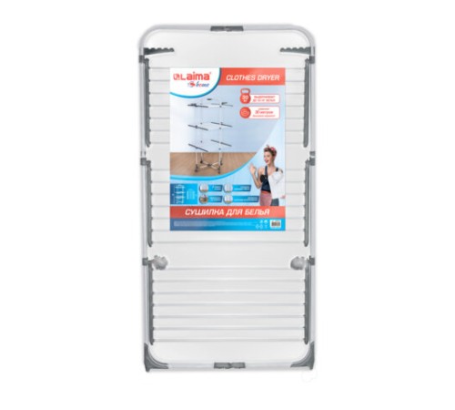 Сушилка напольная для белья раскладная, 3 уровня, 30 метров, на колесах, LAIMA HOME HIGH-RISE, 700472
