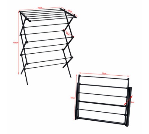 Сушилка напольная МИНИ для белья раскладная, 6 уровней, 10 метров, LAIMA HOME LADDER BLACK, 700473