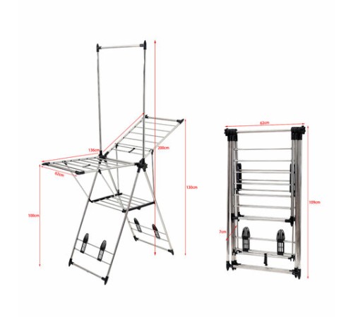 Сушилка напольная для белья раскладная, 6 зон сушки, 18 метров, LAIMA HOME GRANDIOSE STAR, 700474
