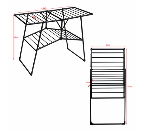 Сушилка напольная для белья раскладная, 4 зоны, 2 уровня, 22 метра, LAIMA HOME QUATRO BLACK, 700475
