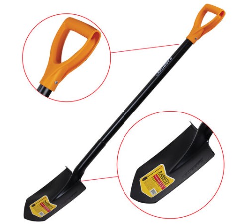 Лопата штыковая стальная 19х27 см, ОБЩАЯ ДЛИНА 115 см, черенок сталь, V-ручка, RABBITEX (РАББИТЕКС) 