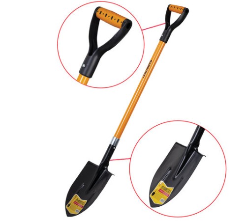 Лопата штыковая стальная 21х29 см, ОБЩАЯ ДЛИНА 115 см, черенок стекловолокно, V-ручка, RABBITEX (РАББИТЕКС) 