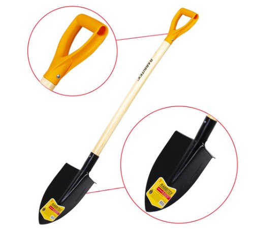 Лопата штыковая стальная 22х29 см, ОБЩАЯ ДЛИНА 115 см, деревянный черенок, V-ручка, RABBITEX (РАББИТЕКС) 