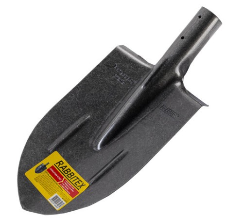 Лопата штыковая без черенка 20х40 см, ребра жесткости, рельсовая сталь, RABBITEX (РАББИТЕКС) 