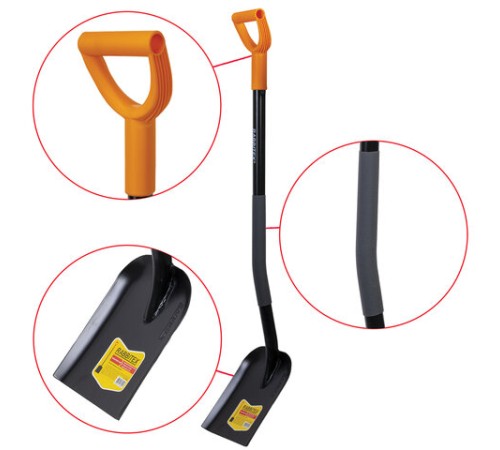 Лопата совковая стальная 24х27 см, ОБЩАЯ ДЛИНА 120 см, черенок сталь, V-ручка, RABBITEX (РАББИТЕКС) 