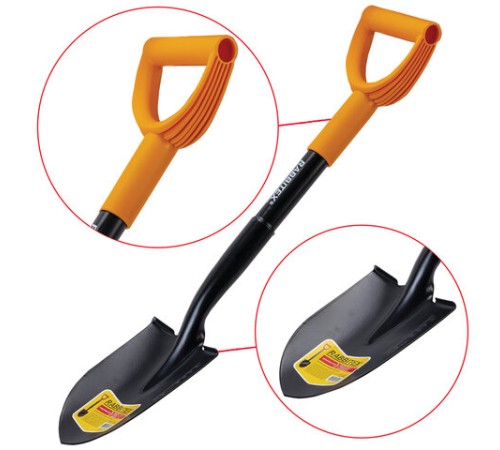 Лопата для авто и туризма, штыковая 15х20 см, ОБЩАЯ ДЛИНА 70 см, черенок сталь, V-ручка, RABBITEX (РАББИТЕКС) 