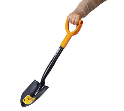 Лопата для авто и туризма, штыковая 15х20 см, ОБЩАЯ ДЛИНА 70 см, черенок сталь, V-ручка, RABBITEX (РАББИТЕКС) 