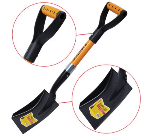 Лопата для авто и туризма, совковая 16х20 см, ОБЩАЯ ДЛИНА 70 см, черенок стекловолокно, V-ручка, RABBITEX (РАББИТЕКС) 