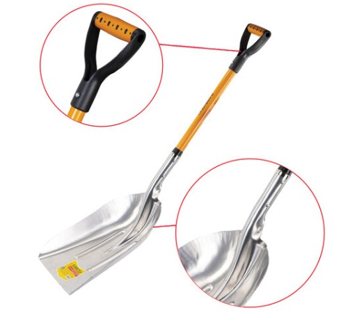 Лопата алюминиевая для снега 37х48 см, ОБЩАЯ ДЛИНА 120 см, черенок стекловолокно, V-ручка, RABBITEX (РАББИТЕКС) 