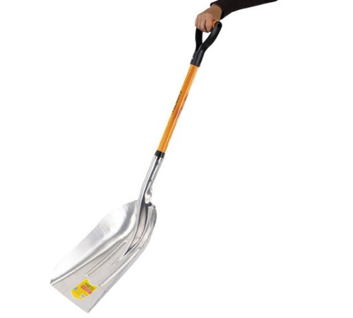 Лопата алюминиевая для снега 37х48 см, ОБЩАЯ ДЛИНА 120 см, черенок стекловолокно, V-ручка, RABBITEX (РАББИТЕКС) 