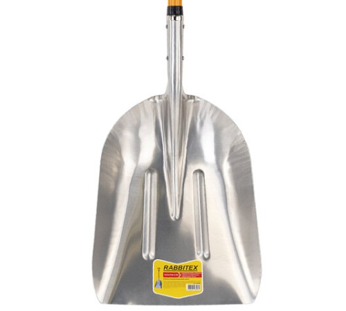 Лопата алюминиевая для снега 37х48 см, ОБЩАЯ ДЛИНА 120 см, черенок стекловолокно, V-ручка, RABBITEX (РАББИТЕКС) 