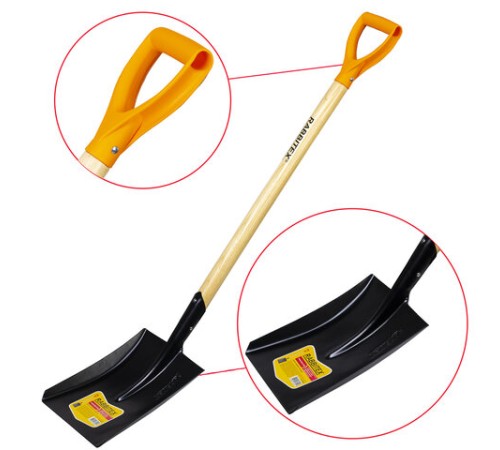 Лопата совковая стальная 19х27 см, ОБЩАЯ ДЛИНА 115 см, деревянный черенок, V-ручка, RABBITEX (РАББИТЕКС) 