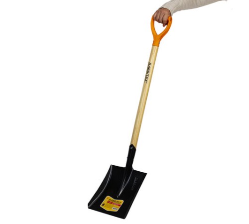 Лопата совковая стальная 19х27 см, ОБЩАЯ ДЛИНА 115 см, деревянный черенок, V-ручка, RABBITEX (РАББИТЕКС) 