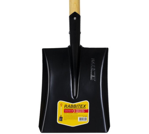 Лопата совковая стальная 19х27 см, ОБЩАЯ ДЛИНА 115 см, деревянный черенок, V-ручка, RABBITEX (РАББИТЕКС) 
