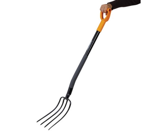 Вилы садовые стальные 22х30 см, ОБЩАЯ ДЛИНА 120 см, черенок сталь, V-ручка, RABBITEX (РАББИТЕКС) 