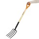 Вилы копальные стальные 19х28 см, ОБЩАЯ ДЛИНА 115 см, деревянный черенок, V-ручка, RABBITEX (РАББИТЕКС) 