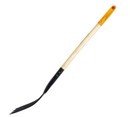 Вилы копальные стальные 19х28 см, ОБЩАЯ ДЛИНА 115 см, деревянный черенок, V-ручка, RABBITEX (РАББИТЕКС) 