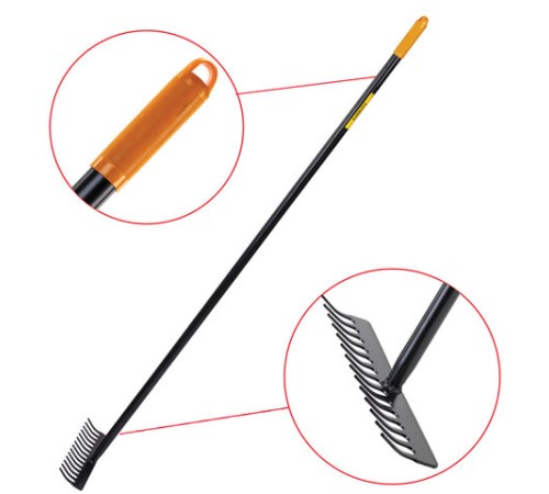 Грабли 14 зубьев цельнометаллические 35х10 см, ОБЩАЯ ДЛИНА 150 см, черенок сталь, RABBITEX (РАББИТЕКС) 