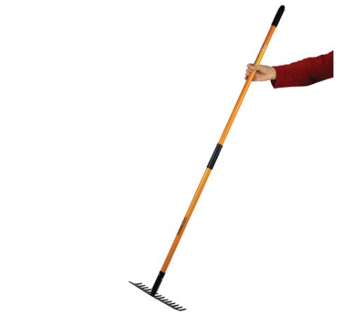 Грабли 14 зубьев стальные 35х10 см, ОБЩАЯ ДЛИНА 150 см, черенок стекловолокно, RABBITEX (РАББИТЕКС) 