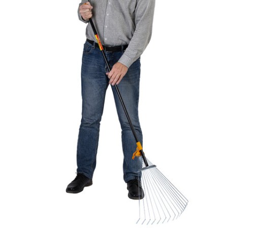 Грабли веерные 15 зубьев раздвижные, захват 20-60 см, ОБЩАЯ ДЛИНА 120-150 см, RABBITEX (РАББИТЕКС) 