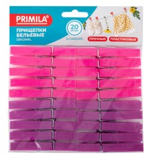 Прищепки бельевые 7,8 см, КОМПЛЕКТ 20 штук, пластик, ассорти, PRIMILA (ПРИМИЛА) ORIGINAL, 700511
