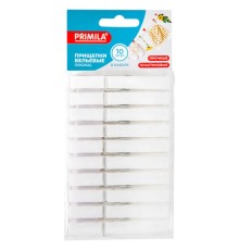 Прищепки бельевые 7,8 см, КОМПЛЕКТ 10 штук, пластик, белые, PRIMILA (ПРИМИЛА) ORIGINAL, 700512