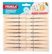 Прищепки бельевые 8,4 см, КОМПЛЕКТ 20 штук, дерево, PRIMILA (ПРИМИЛА) WOOD, 700513
