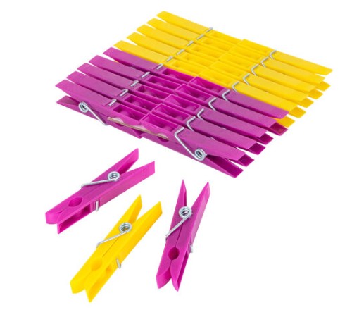 Прищепки бельевые 7 см, КОМПЛЕКТ 20 штук, пластик, ассорти, PRIMILA (ПРИМИЛА) BASIC, 700514