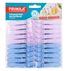 Прищепки бельевые 7,3 см, КОМПЛЕКТ 20 штук, пластик, ассорти, PRIMILA (ПРИМИЛА) CLASSIC, 700515
