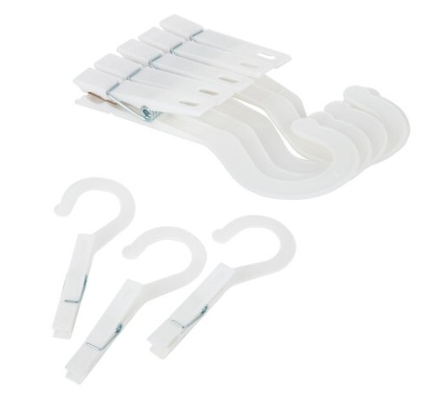 Прищепки бельевые с крючком 13 см, КОМПЛЕКТ 5 штук, пластик, белые, PRIMILA (ПРИМИЛА) EXTRA, 700518