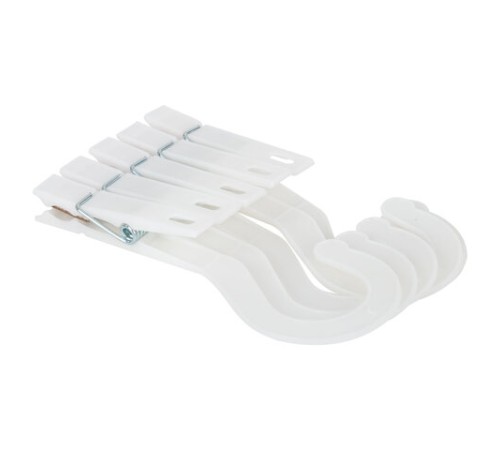 Прищепки бельевые с крючком 13 см, КОМПЛЕКТ 5 штук, пластик, белые, PRIMILA (ПРИМИЛА) EXTRA, 700518