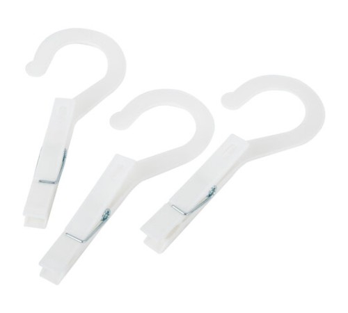 Прищепки бельевые с крючком 13 см, КОМПЛЕКТ 5 штук, пластик, белые, PRIMILA (ПРИМИЛА) EXTRA, 700518