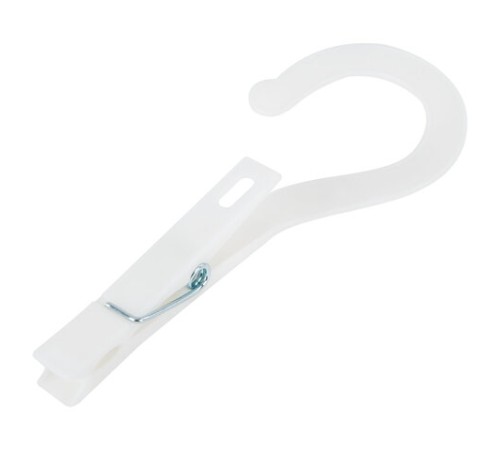 Прищепки бельевые с крючком 13 см, КОМПЛЕКТ 5 штук, пластик, белые, PRIMILA (ПРИМИЛА) EXTRA, 700518